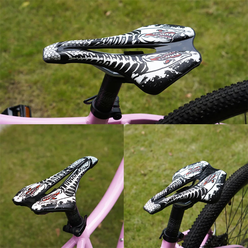 Bedruckter Ergonomischer Leder Fahrradsattel mit Komfort Polsterung für E-Bike, City Bike & Mountainbike