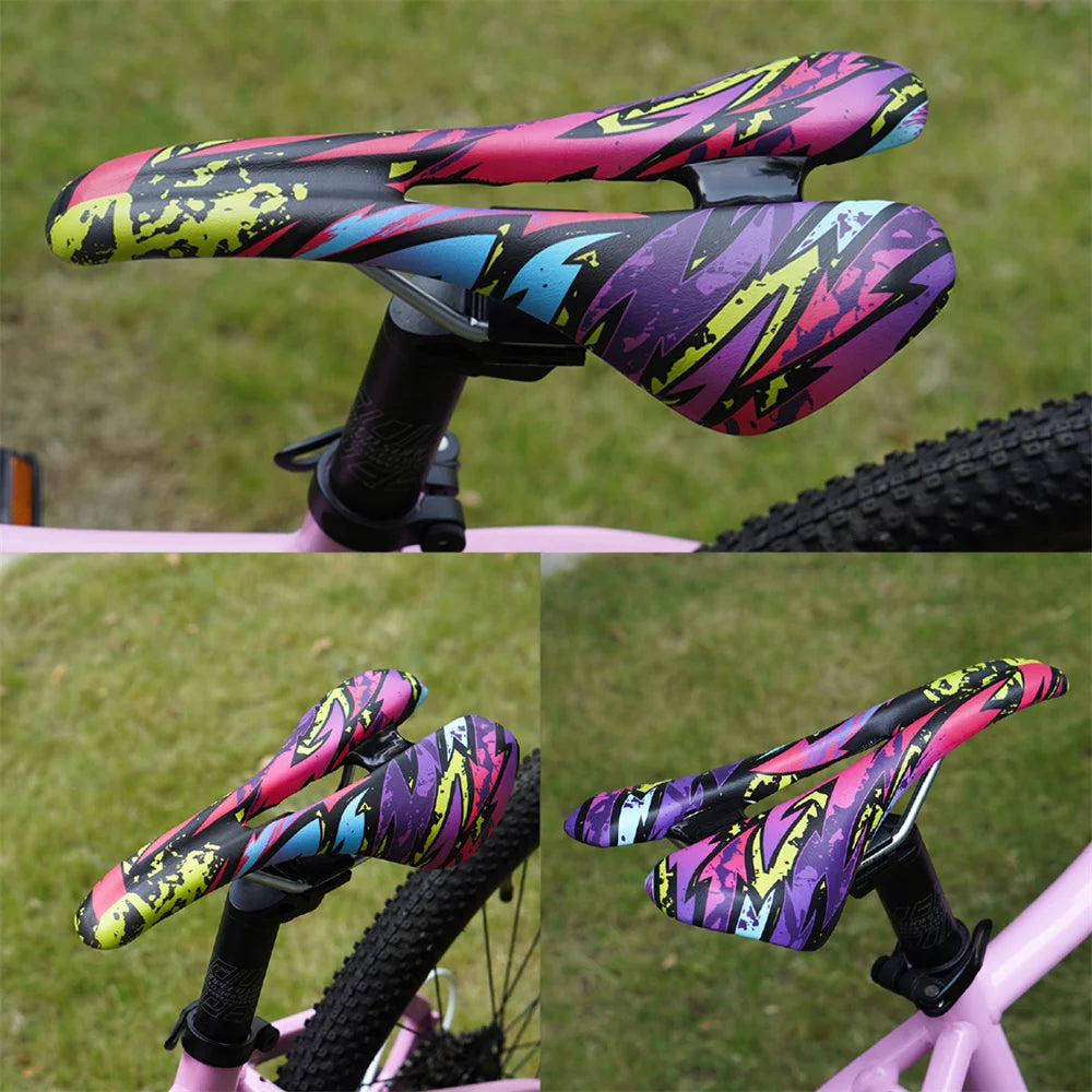 Bedruckter Ergonomischer Leder Fahrradsattel mit Komfort Polsterung für E-Bike, City Bike & Mountainbike