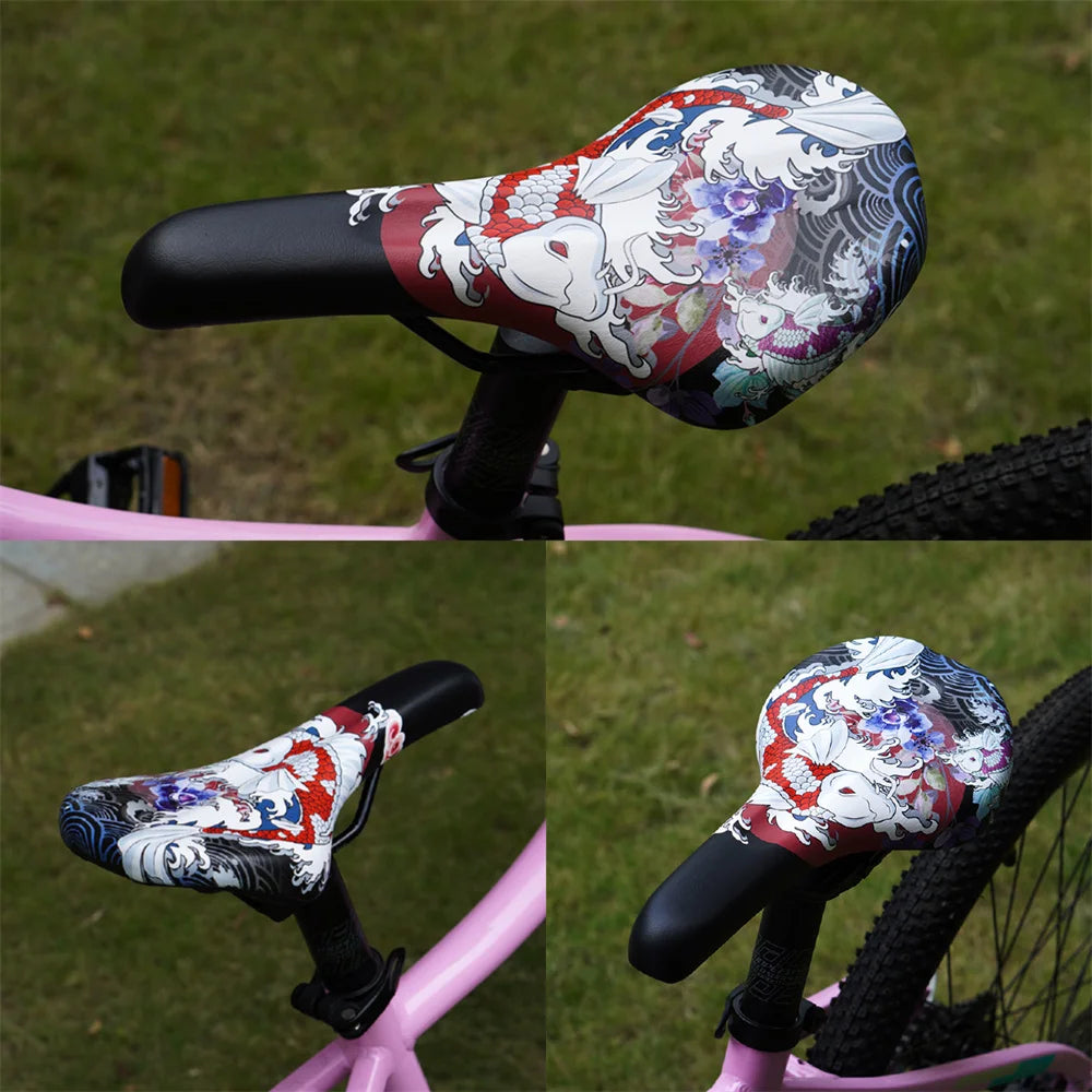 Bedruckter Ergonomischer Leder Fahrradsattel mit Komfort Polsterung für E-Bike, City Bike & Mountainbike